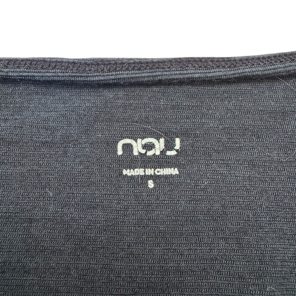 NAU Merino Blend Stripe Draped Neck Long Sleeve Top Size Small Womens Black Gray - Picture 6 of 10